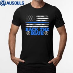 Police Officer American Flag Blue Line Police Support T-Shirt