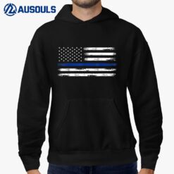 Police Officer US USA American Flag Thin Blue Line Hoodie