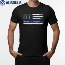 Police Officer US USA American Flag Thin Blue Line T-Shirt