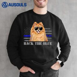 Pomeranian Thin Blue Line American Flag Police Dog Sweatshirt