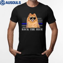 Pomeranian Thin Blue Line American Flag Police Dog T-Shirt