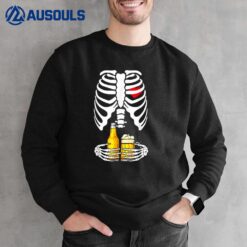 Pregnancy Announcement Dad Pregnant Skeleton Halloween Beer Sweatshirt