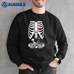 Pregnancy Announcement Pregnant Skeleton Halloween Candy Sweatshirt