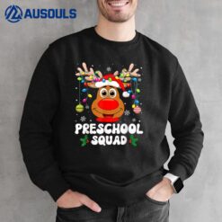 Preschool Squad Reindeer Santa Hat Lights Christmas Teacher Sweatshirt