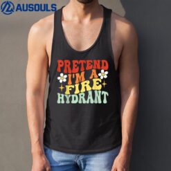 Pretend I'm Fire Hydrant Firefighter Lazy Halloween Retro Tank Top