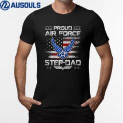 Proud Air Force Step-Dad Veteran Vintage Flag Veterans Day T-Shirt