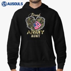 Proud Army Aunt With Heart American Flag For Veteran Hoodie