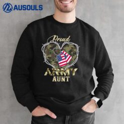 Proud Army Aunt With Heart American Flag For Veteran Sweatshirt
