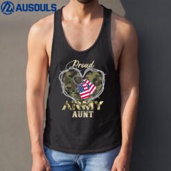 Proud Army Aunt With Heart American Flag For Veteran Tank Top