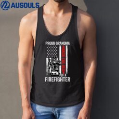 Proud Grandma Of A Firefighter Back The Red American Flag Tank Top