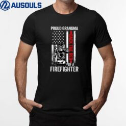 Proud Grandma Of A Firefighter Back The Red American Flag T-Shirt