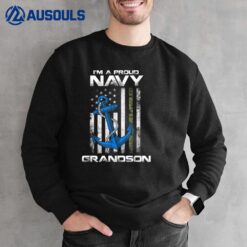 Proud Navy Grandson  American Flag Vintage Sweatshirt