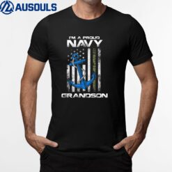 Proud Navy Grandson  American Flag Vintage T-Shirt