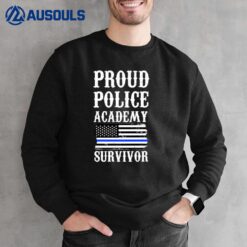 Proud Police Academy Distressed USA Flag Survivor Retro Grad Sweatshirt