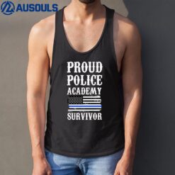 Proud Police Academy Distressed USA Flag Survivor Retro Grad Tank Top