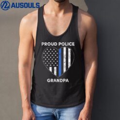 Proud Police Grandpa US Flag Heart Police Grandfather Tank Top