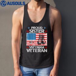 Proud Sister Of Vietnam Veteran Patriotic USA Flag Military Tank Top