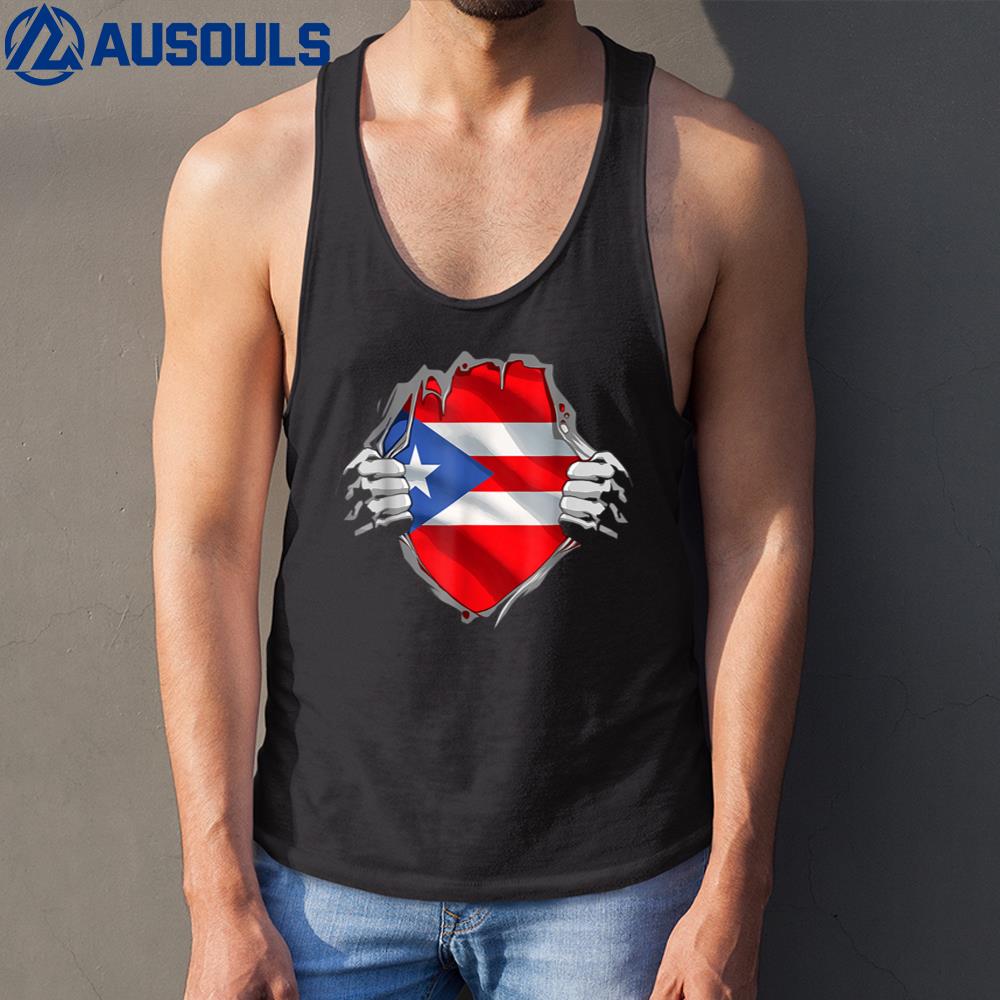 Puerto Rico Roots Flag Heritage Puerto Rican DNA Veteran Tank Top
