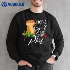 Punxsy Phil's Cute Groundhog Day Holiday Design for Girls Sweatshirt