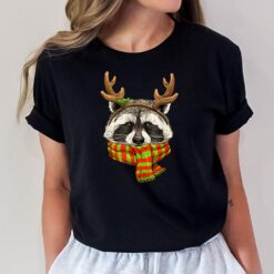 Raccoon Christmas Santa Clause Reindeer Xmas Raccoon Lovers T-Shirt