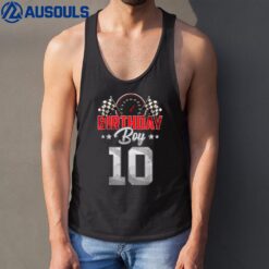 Race Car 10th Birthday Boy Party Racing 10 year old Pit Crew Tank Top