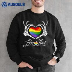 Rainbow Skeleton Heart Love Is Love LGBT Gay Lesbian Pride Premium Sweatshirt