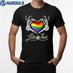 Rainbow Skeleton Heart Love Is Love LGBT Gay Lesbian Pride Premium T-Shirt
