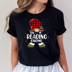 Reading Gnome Buffalo Plaid Matching Family Christmas T-Shirt