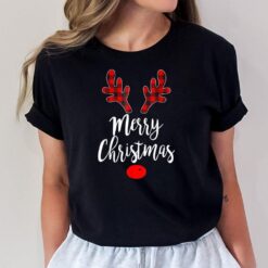 Red Black Christmas Gifts Buffalo Plaid Deer Women Men Kids T-Shirt