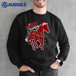 Red Buffalo Plaid Horse Christmas Pajamas Xmas Lights Family Sweatshirt