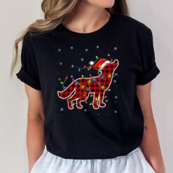 Red Buffalo Plaid Wolf Santa Christmas Pajamas Matching T-Shirt
