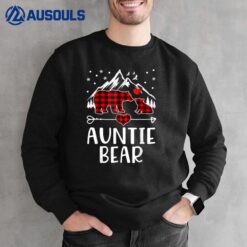 Red Plaid Auntie Bear Christmas Lights Matching Family Sweatshirt