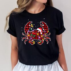 Red Plaid Buffalo Crab Christmas Pajamas Family Xmas Lights T-Shirt