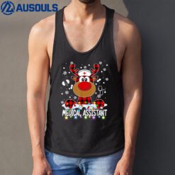 Red Plaid Medical Assistant Nurse Reindeer Christmas Pajama Tank Top