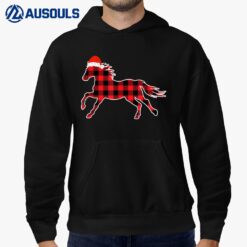 Red Plaid Pajama Horse Santa Hat Christmas Gift Hoodie