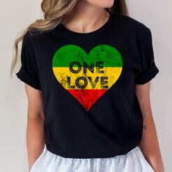 Reggae Heart One Love Rasta Reggae Music Rastafarian Jamaica T-Shirt