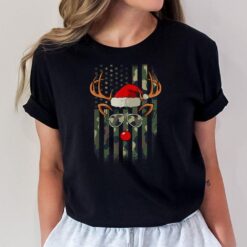 Reindeer Camo American Flag Christmas Pajama X-Mas Veteran T-Shirt