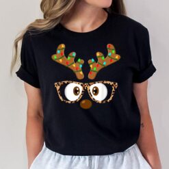 Reindeer Face Glasses Matching Family Christmas Women Girls T-Shirt