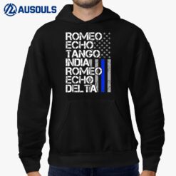 Retired Police Officer Phonetic Code Thin Blue Line Flag Hoodie