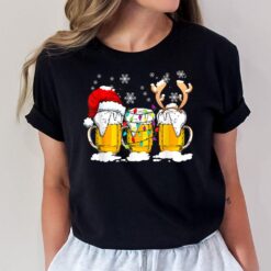 Retro Christmas Light Beer Drinking Team Gift Reindeer Santa T-Shirt
