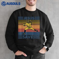 Retro Distressed Jesus Saves Baseball Sweatshirt