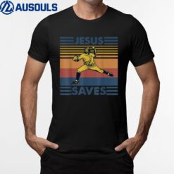 Retro Distressed Jesus Saves Baseball T-Shirt