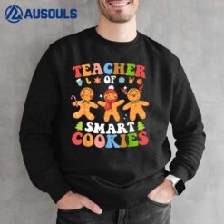 Retro Groovy Christmas Teacher of Smart Gingerbread Cookies Sweatshirt