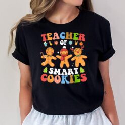Retro Groovy Christmas Teacher of Smart Gingerbread Cookies T-Shirt
