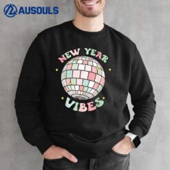 Retro Groovy Disco Ball Merry Christmas Happy New Year Vibes Sweatshirt