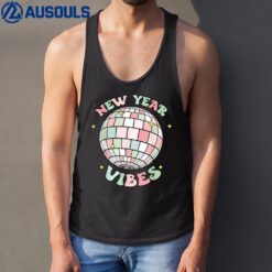 Retro Groovy Disco Ball Merry Christmas Happy New Year Vibes Tank Top