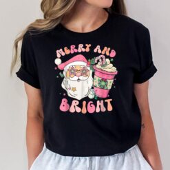 Retro Groovy Merry And Bright Pink Funny Christmas Santa T-Shirt
