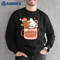 Retro Groovy Merry & Bright Gingerbread Christmas Cute Santa Sweatshirt
