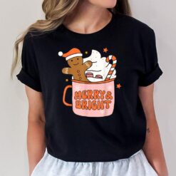 Retro Groovy Merry & Bright Gingerbread Christmas Cute Santa T-Shirt