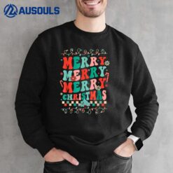 Retro Groovy Merry Christmas Funny Family Xmas Pajamas Gifts Sweatshirt